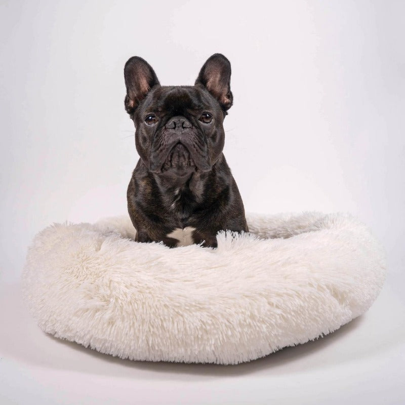 Round Plush Calming Donut Dog Bed for Small to Large Dogs