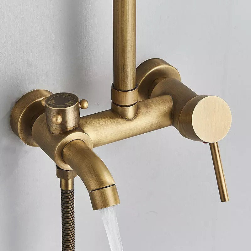 Antique Brass Bathroom Shower System with Hand Sprayer