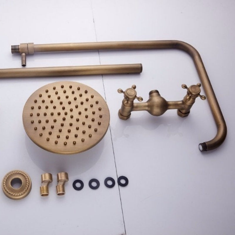 Antique Bronze Adjustable Wall Mounted Brass Shower Kit