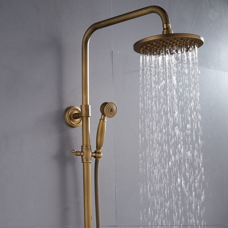 Antique Bronze Adjustable Wall Mounted Brass Shower Kit