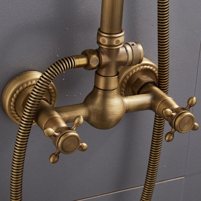 Antique Bronze Adjustable Wall Mounted Brass Shower Kit