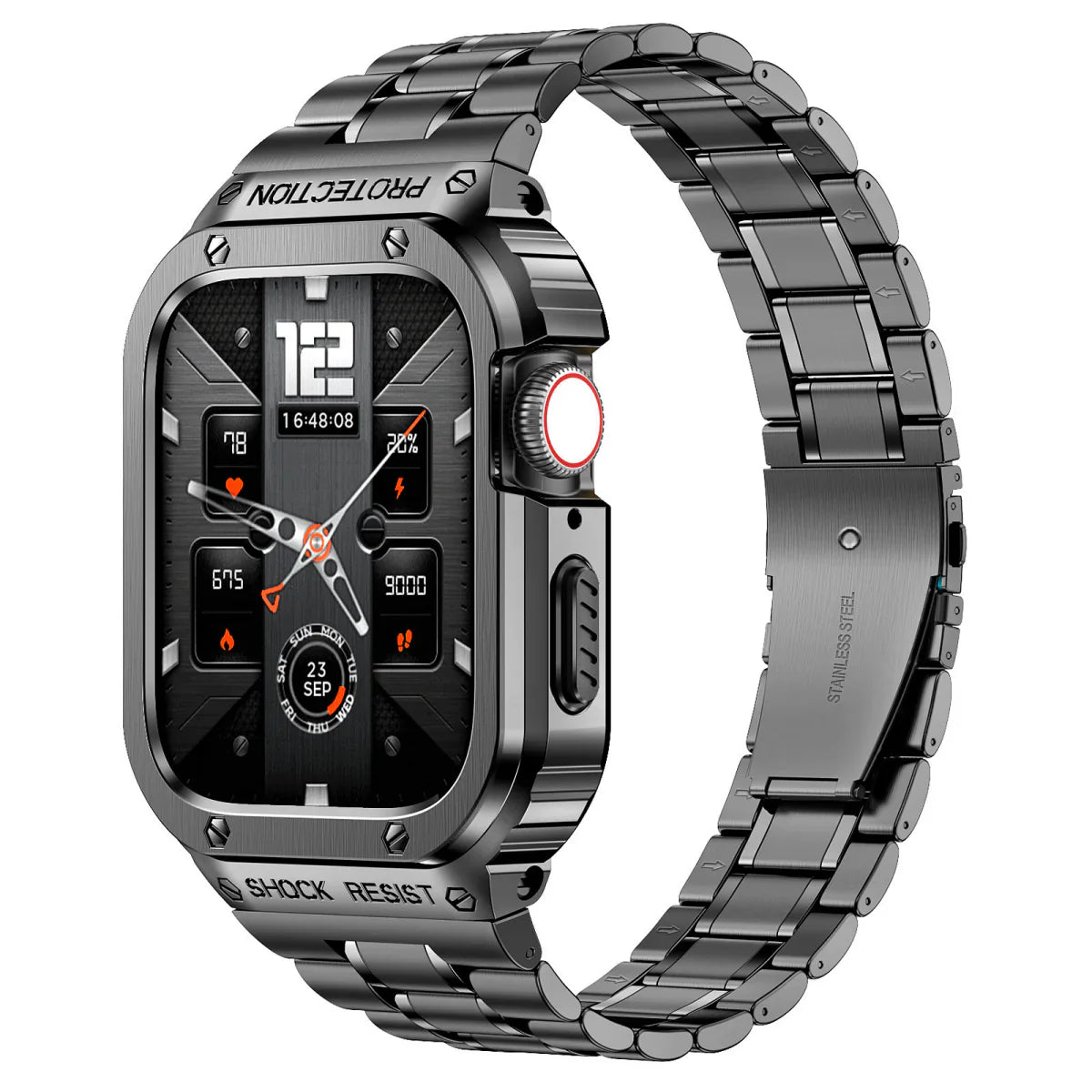 Bracelet de montre en acier inoxydable LUX7009 avec étui pour Apple Watch