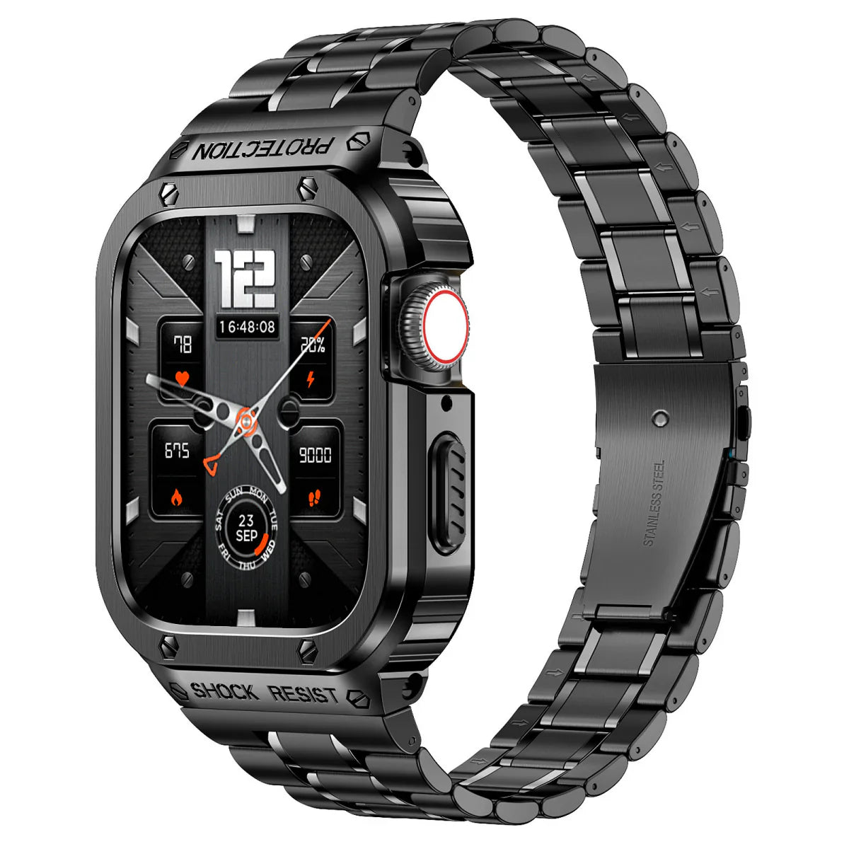 Bracelet de montre en acier inoxydable LUX7009 avec étui pour Apple Watch