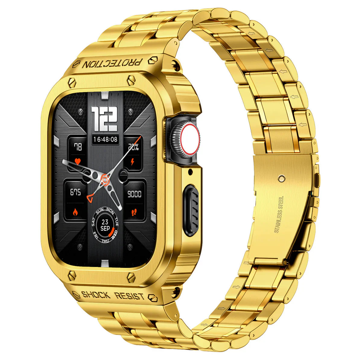 Bracelet de montre en acier inoxydable LUX7009 avec étui pour Apple Watch