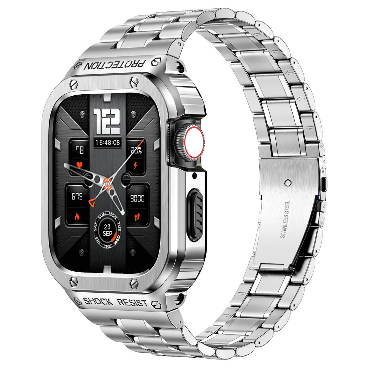 Bracelet de montre en acier inoxydable LUX7009 avec étui pour Apple Watch