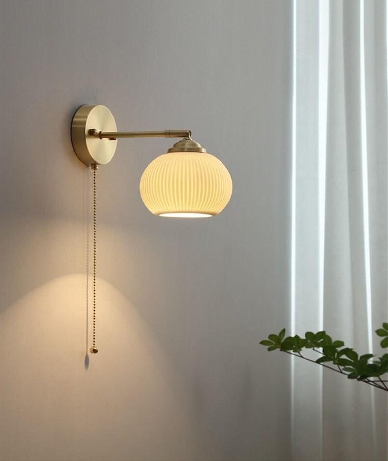 Geribbelde keramische wandlamp in lantaarn-eivorm - Inclusief lamp