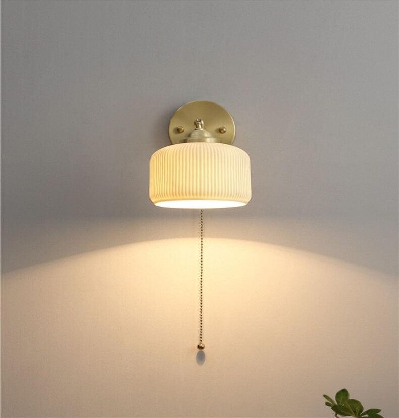 Geribbelde keramische wandlamp in lantaarn-eivorm - Inclusief lamp