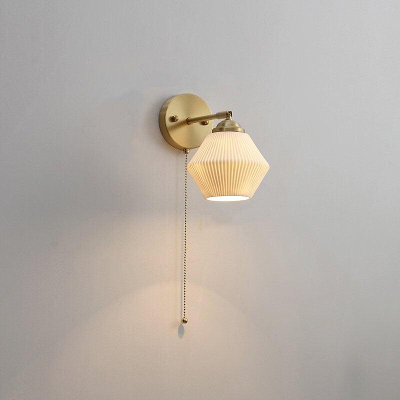 Geribbelde keramische wandlamp in lantaarn-eivorm - Inclusief lamp