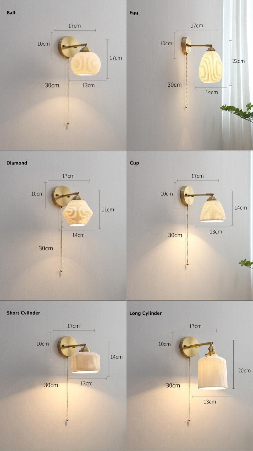 Geribbelde keramische wandlamp in lantaarn-eivorm - Inclusief lamp