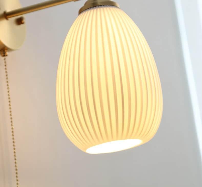 Geribbelde keramische wandlamp in lantaarn-eivorm - Inclusief lamp