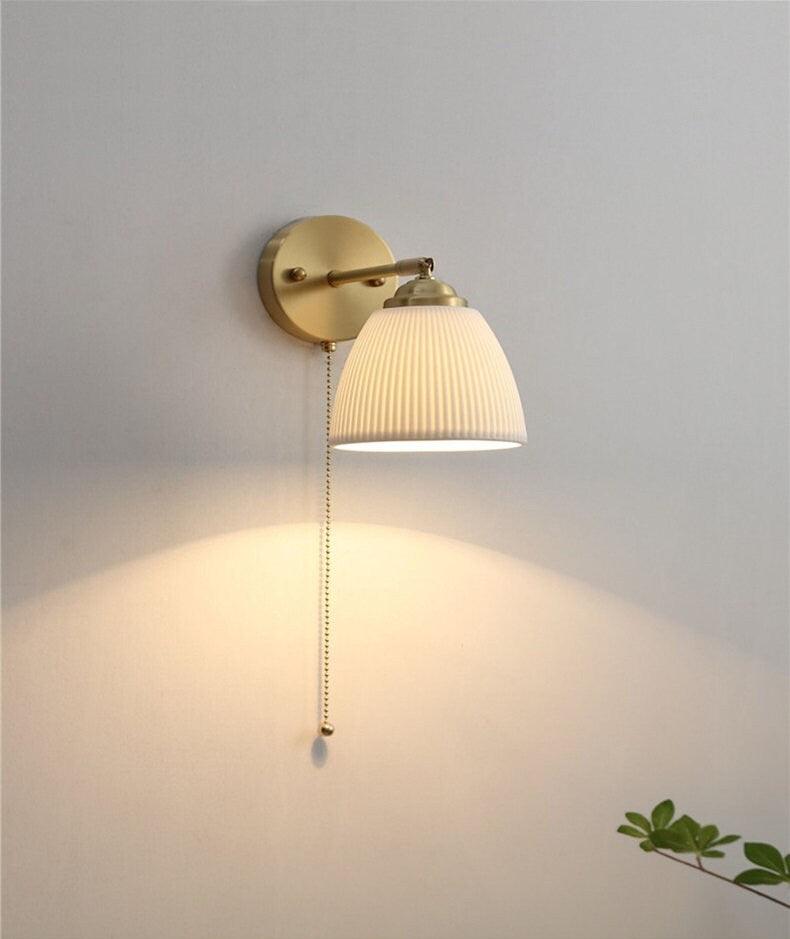 Geribbelde keramische wandlamp in lantaarn-eivorm - Inclusief lamp