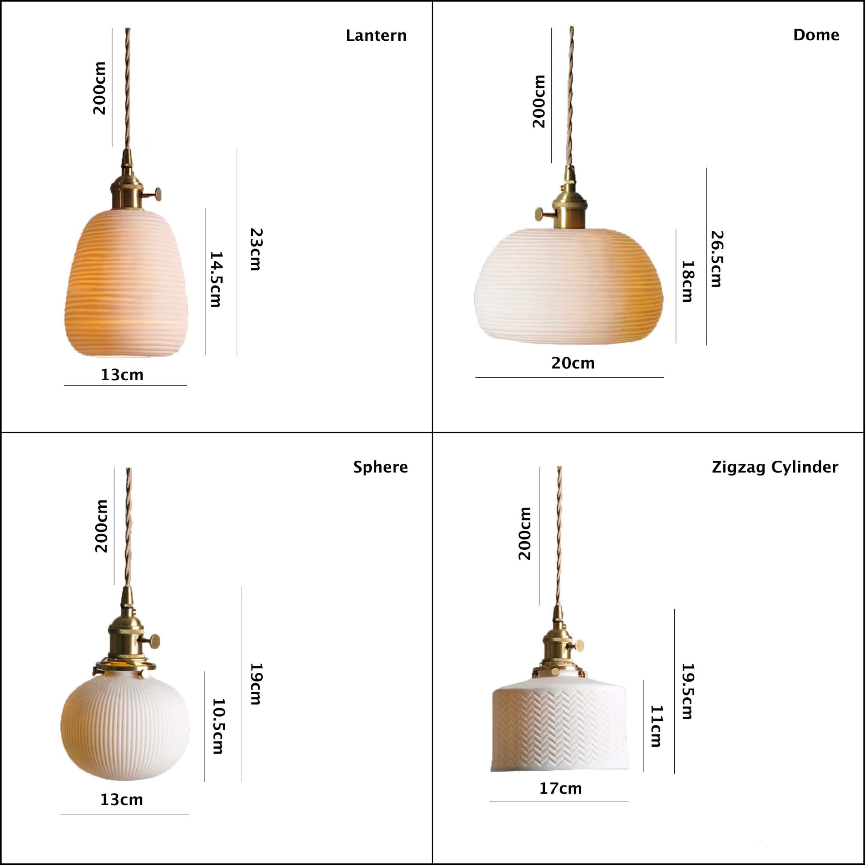 Lampada a sospensione a LED in ceramica a coste a forma di cilindro lungo giapponese - Lampadina inclusa