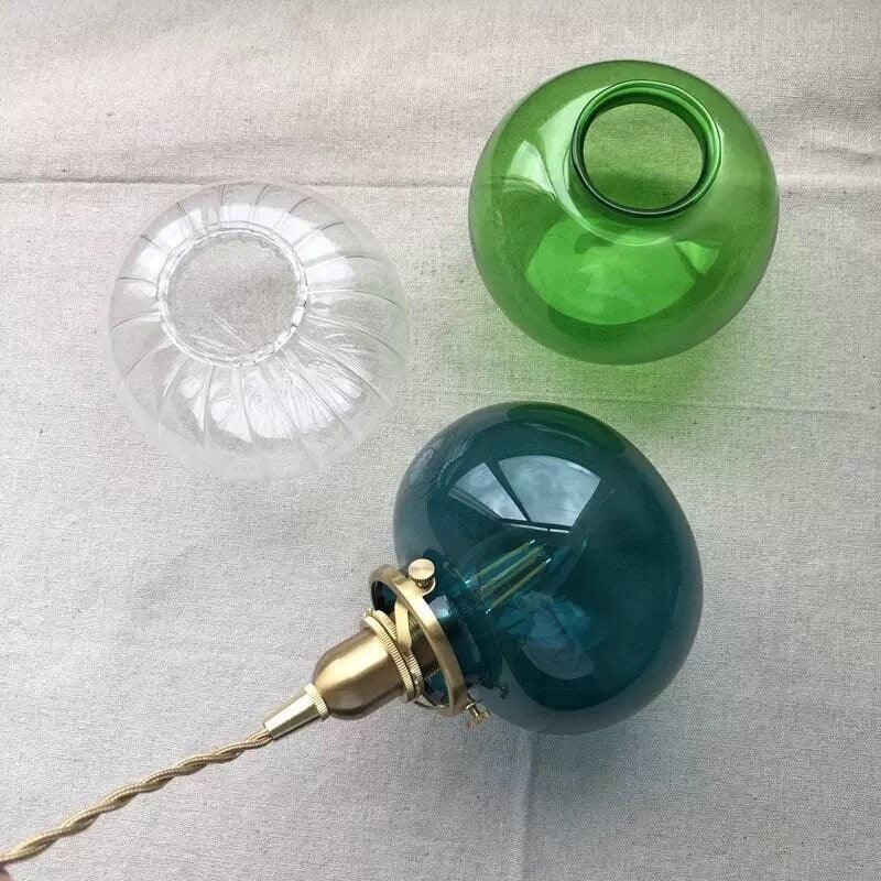 Pendente de Luz LED em Estilo Vintage com Bola de Vidro Feita à Mão - Lâmpada Incluída