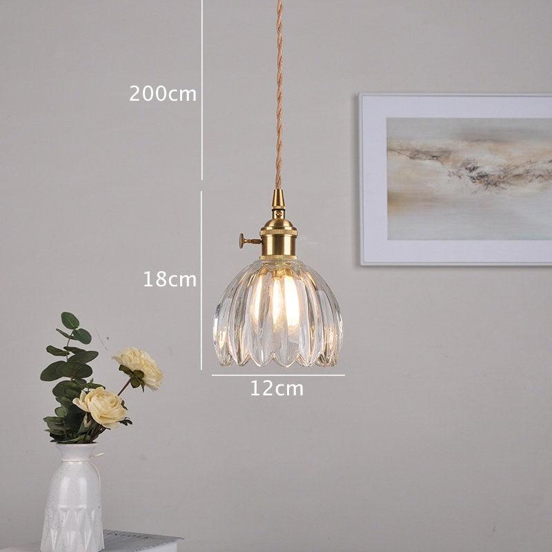 Pendente de Luz LED em Estilo Vintage com Flor de Vidro Pequena - Lâmpada Incluída