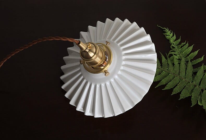 Pendente de Luz LED em Estilo Art Deco com Tutu Plissado em Cerâmica Vidrada - Lâmpada Incluída