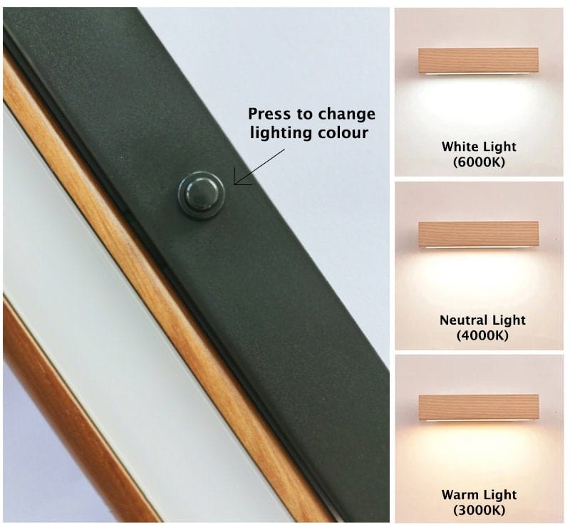 Lámpara de pared LED rotatable de madera de fresno nórdico