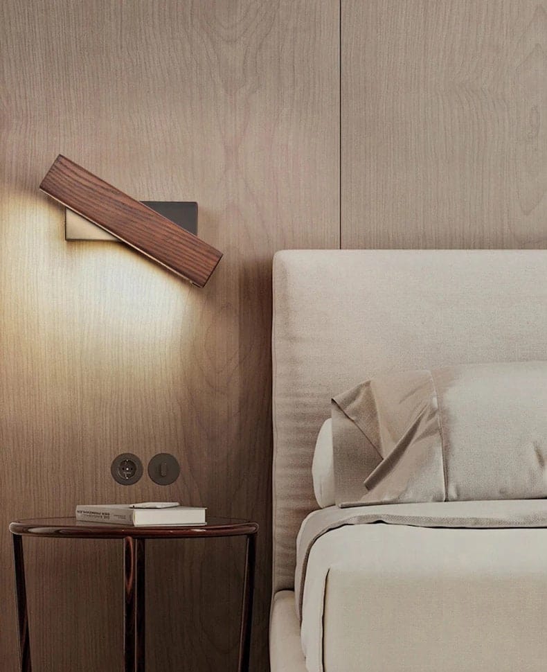 Lámpara de pared LED rotatable de madera de fresno nórdico