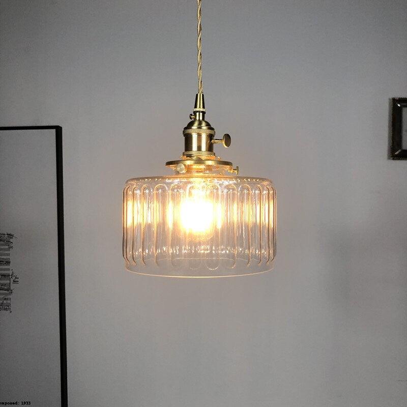 Pendente LED em Estilo Vintage com Cilindro Curvado em Vidro - Lâmpada Incluída