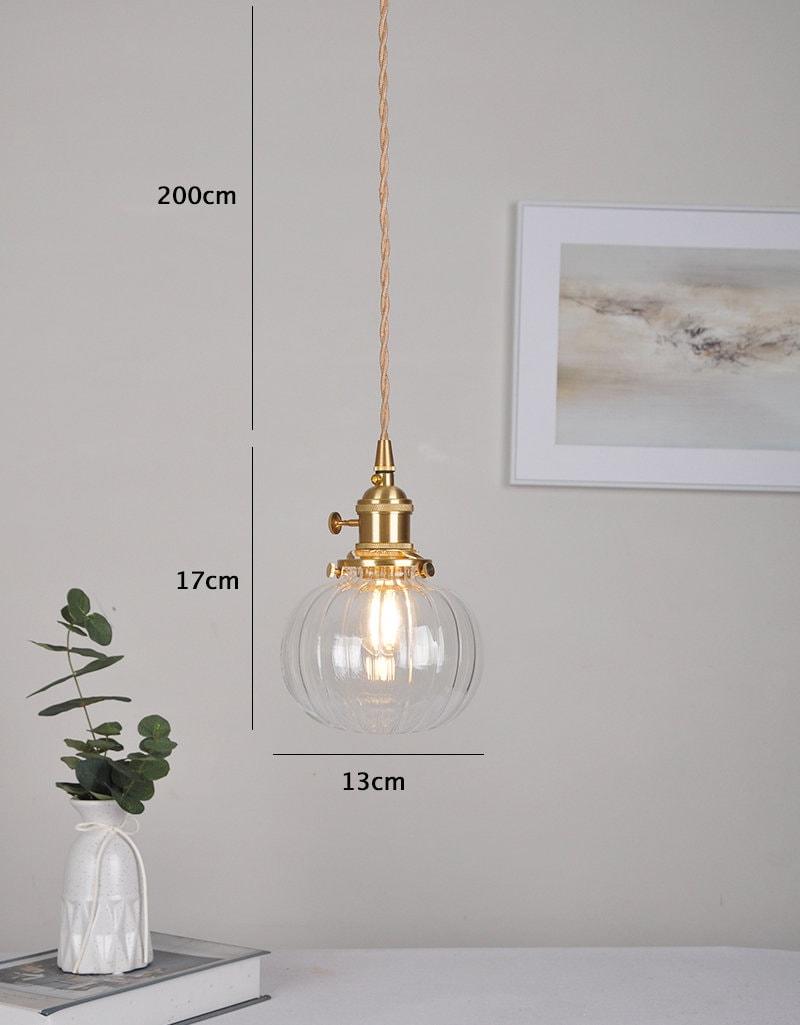 Lampada a sospensione a LED con sfera di vetro fatta a mano in stile vintage - Lampadina inclusa