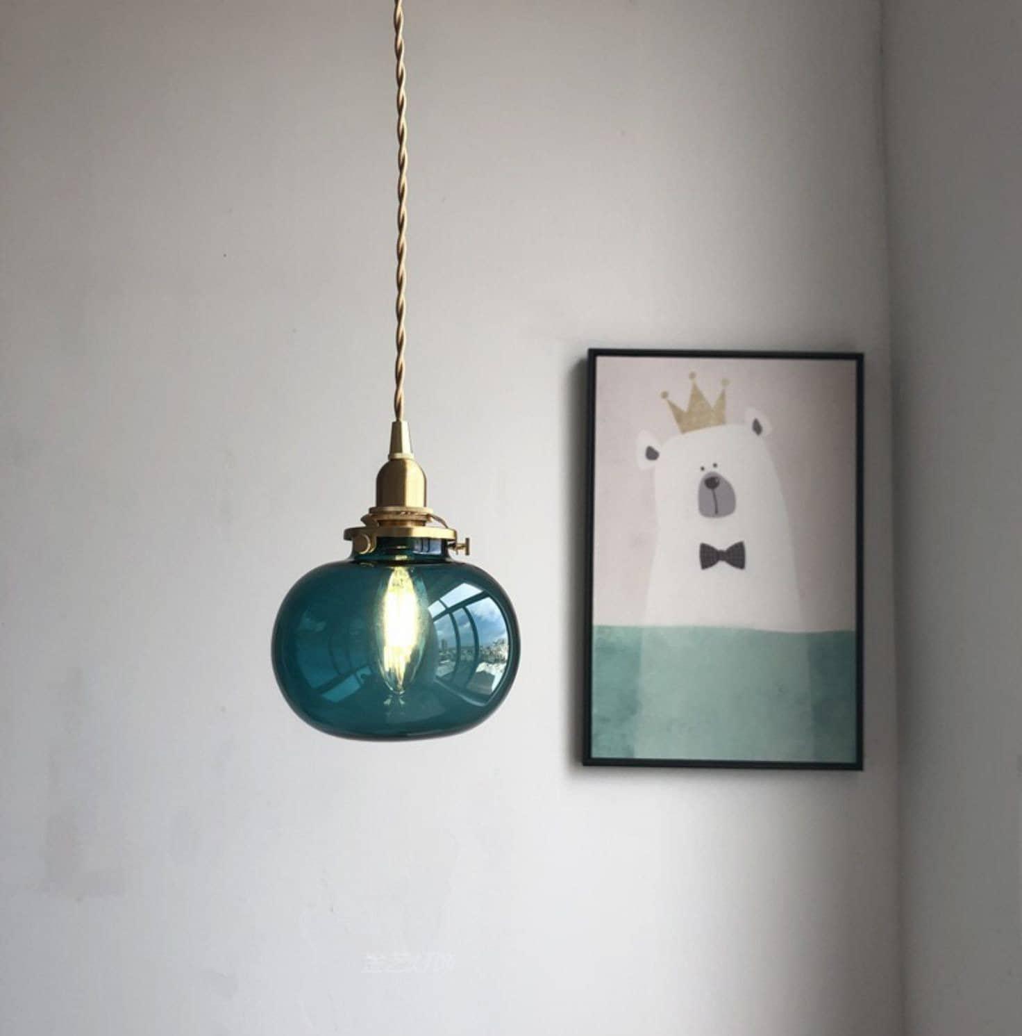 Pendente de Luz LED em Estilo Vintage com Bola de Vidro Feita à Mão - Lâmpada Incluída