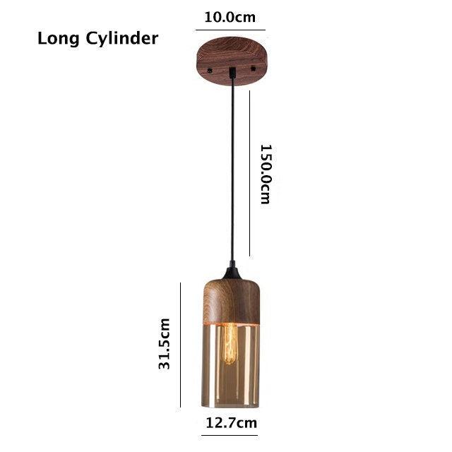 Nordic Woody Metal Pendel LED-lys med tefarvet glasskærm - pære inkluderet