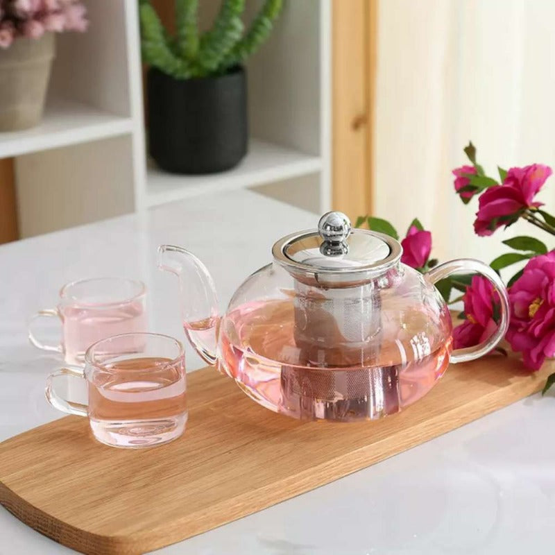 Chaleira de Vidro Borosilicato com Infusor de Aço Inoxidável