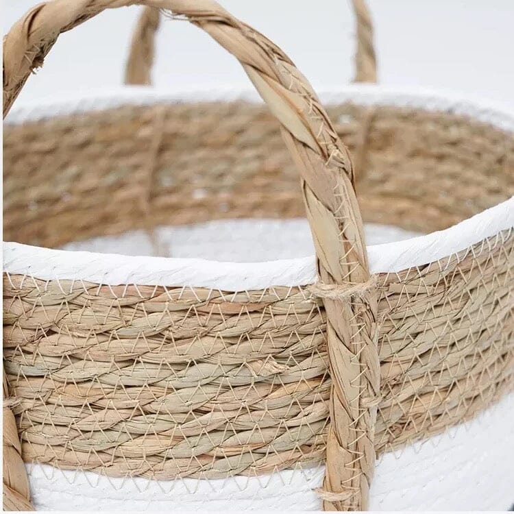 Decorative seagrass storage baskets