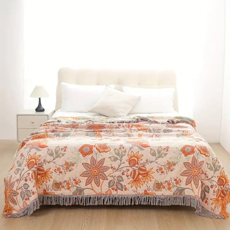 Rustikale Blumen Boho Decke