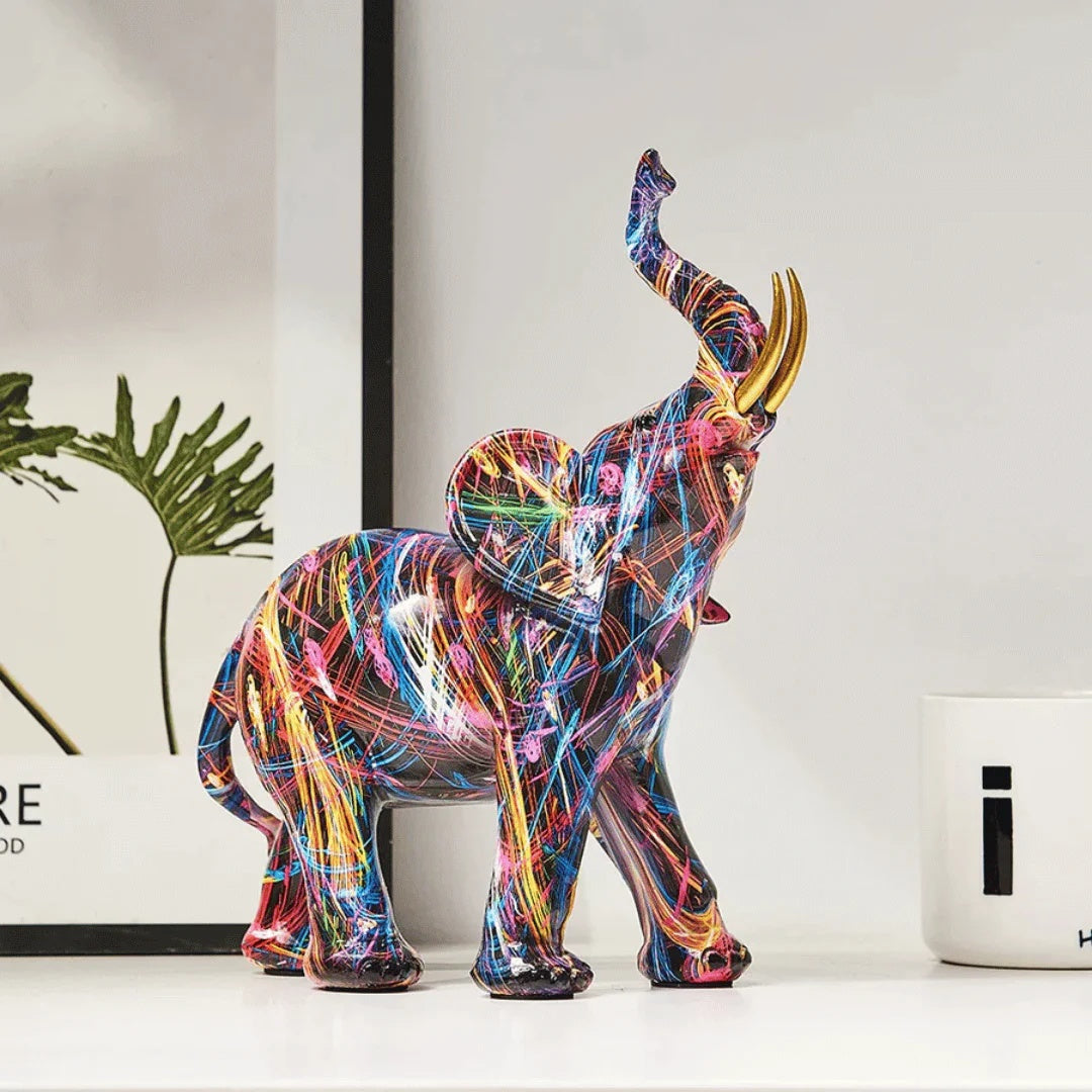 Artistic Elephant Graffiti Figurine