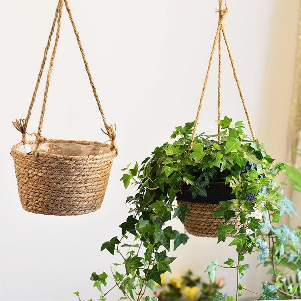 Geweven Jute Touw Hangende Plantenmand