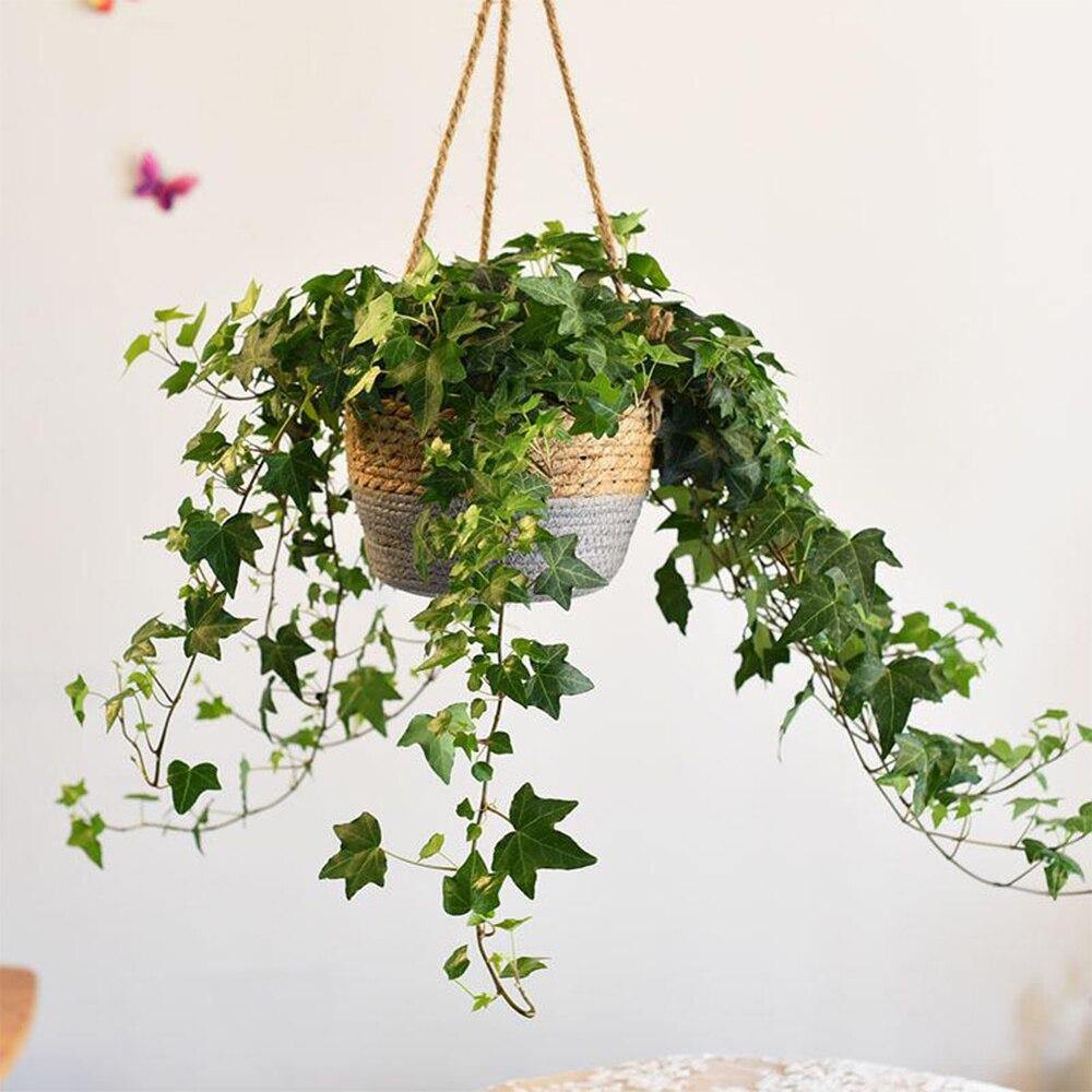 Geweven Jute Touw Hangende Plantenmand