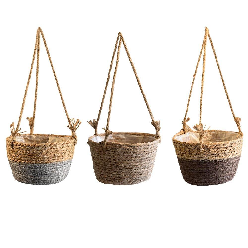 Geweven Jute Touw Hangende Plantenmand