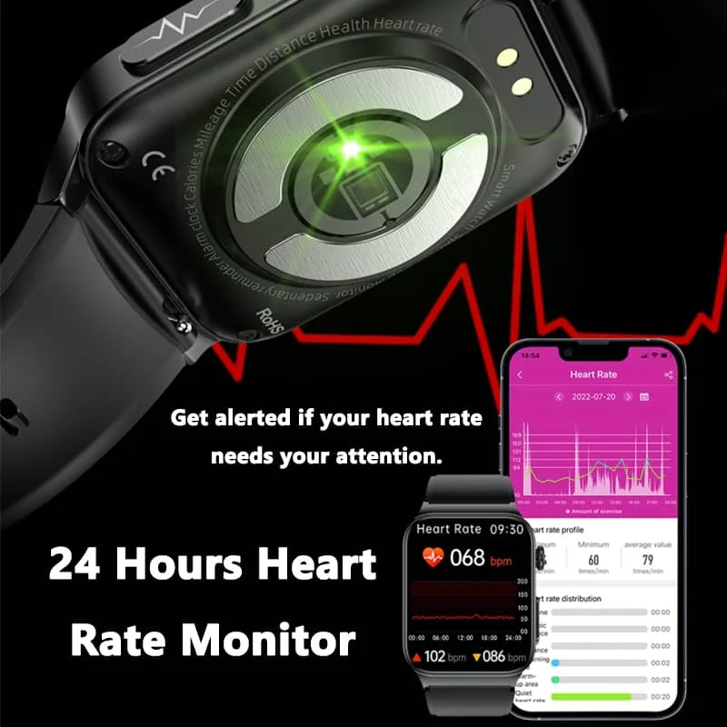 All-in-One Gezondheidsmonitor Smartwatch met ECG & Bloedglucose Tracker