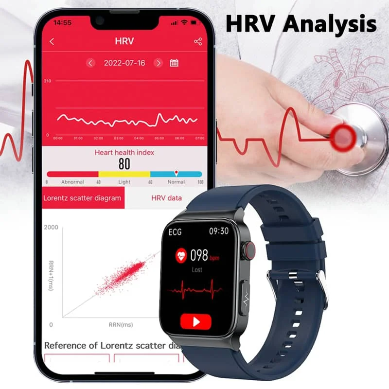 All-in-One Gezondheidsmonitor Smartwatch met ECG & Bloedglucose Tracker