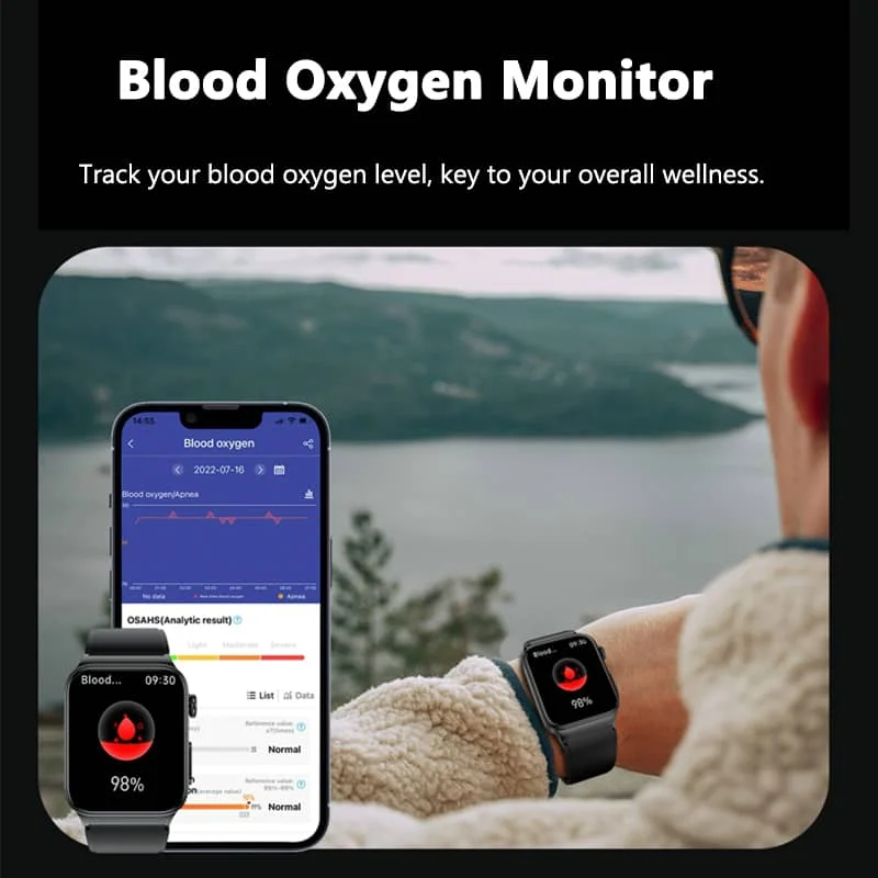 All-in-One Gezondheidsmonitor Smartwatch met ECG & Bloedglucose Tracker