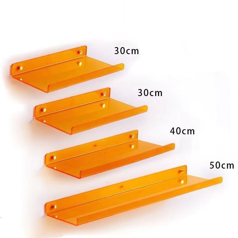 رفوف عائمة مثبتة على الحائط من الأكريليك الشفاف - عرض عصري للكتب والنباتات وديكور المنزل