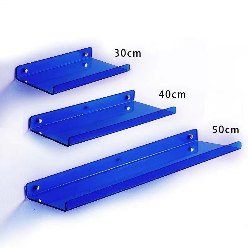 رفوف عائمة مثبتة على الحائط من الأكريليك الشفاف - عرض عصري للكتب والنباتات وديكور المنزل