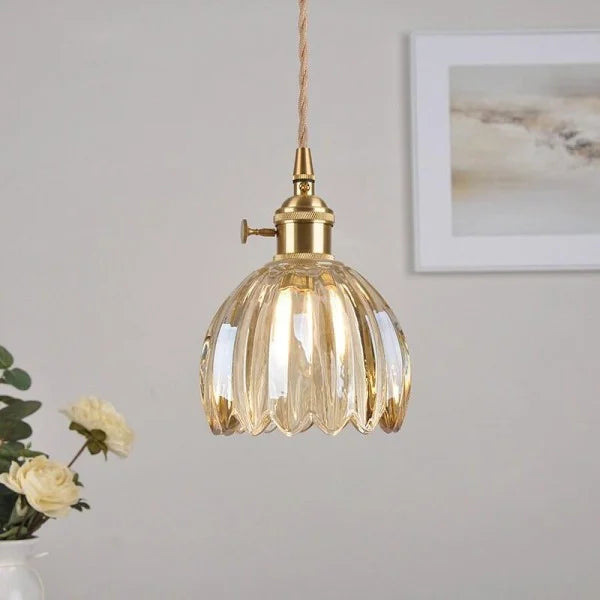 Japanse Retro Glazen Bloemen Hanglamp