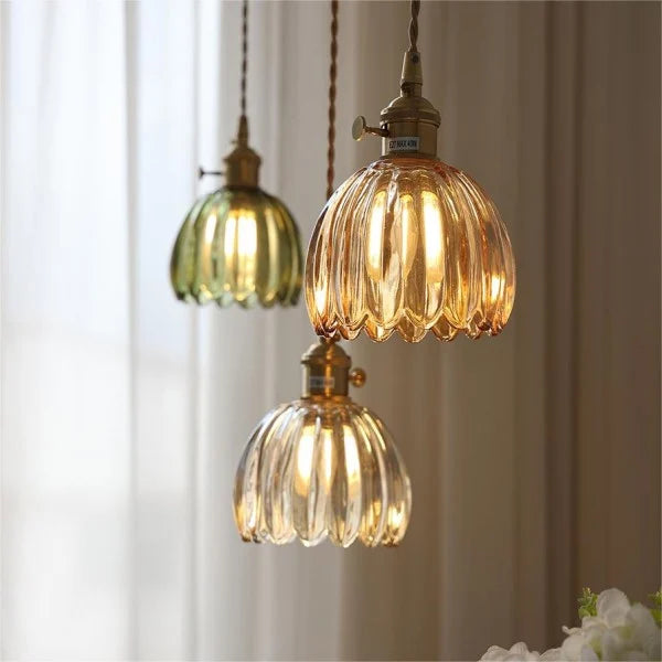 Japanese Retro Glass Flower Pendant Light lamp