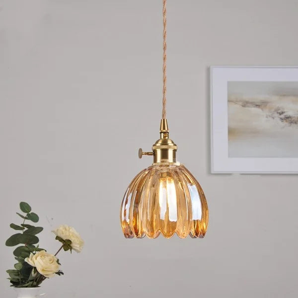 Japanse Retro Glazen Bloemen Hanglamp