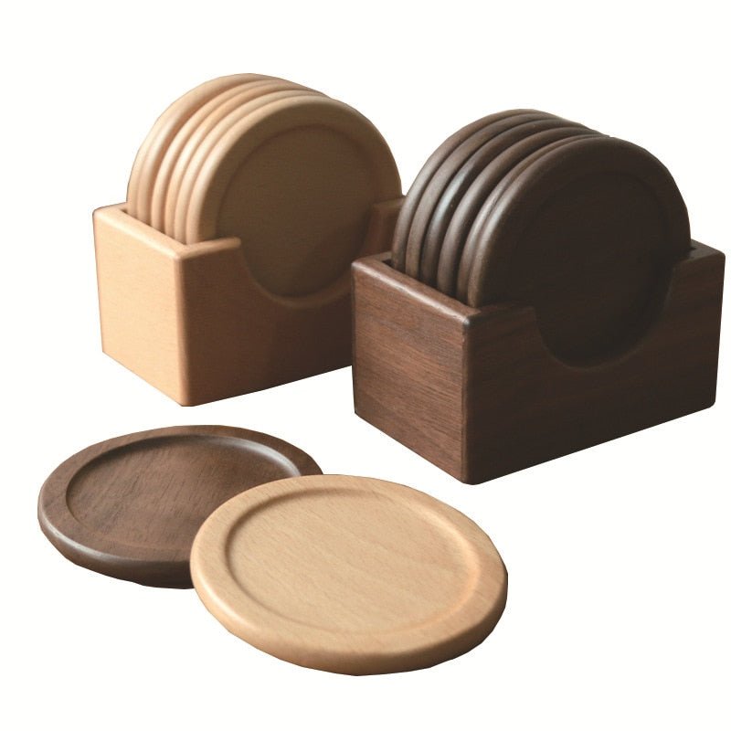 Japanese Style Six Piece Wooden Coaster Set