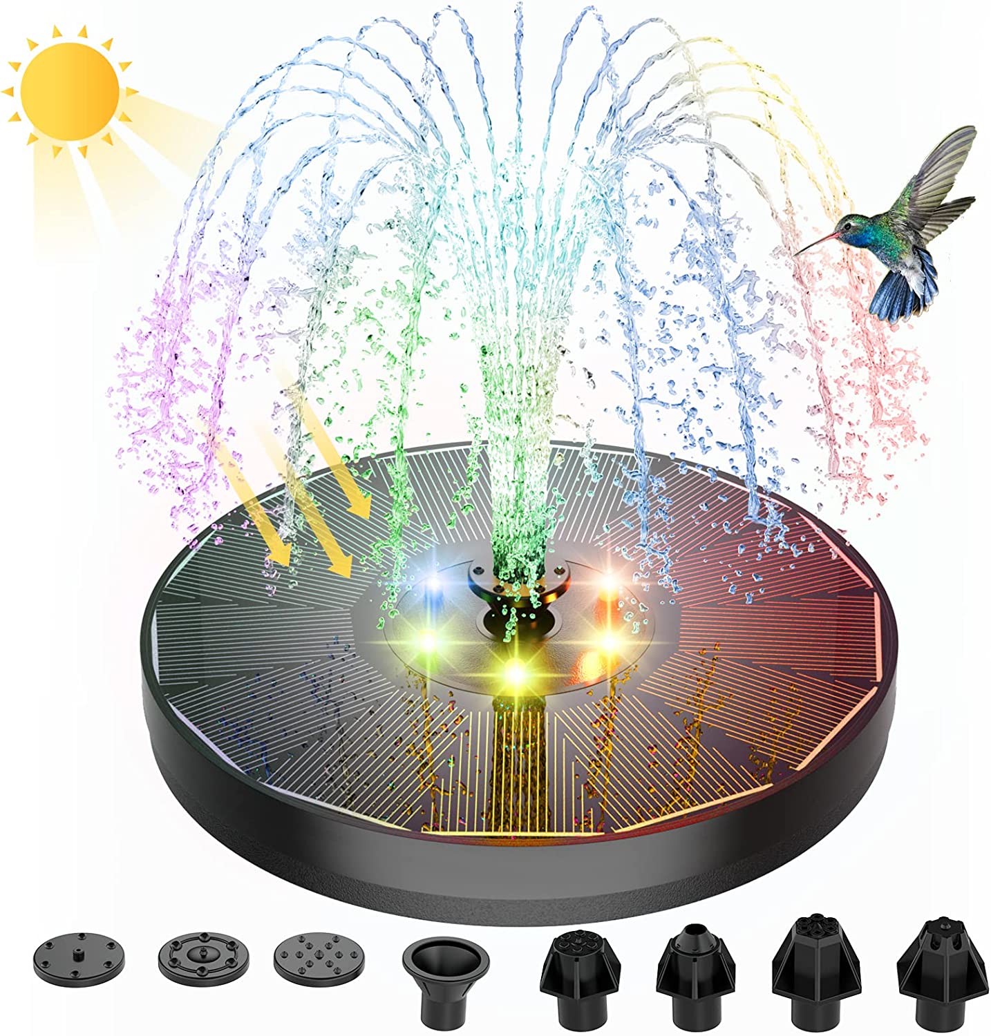 Flerfarvet LED Solar Fountain