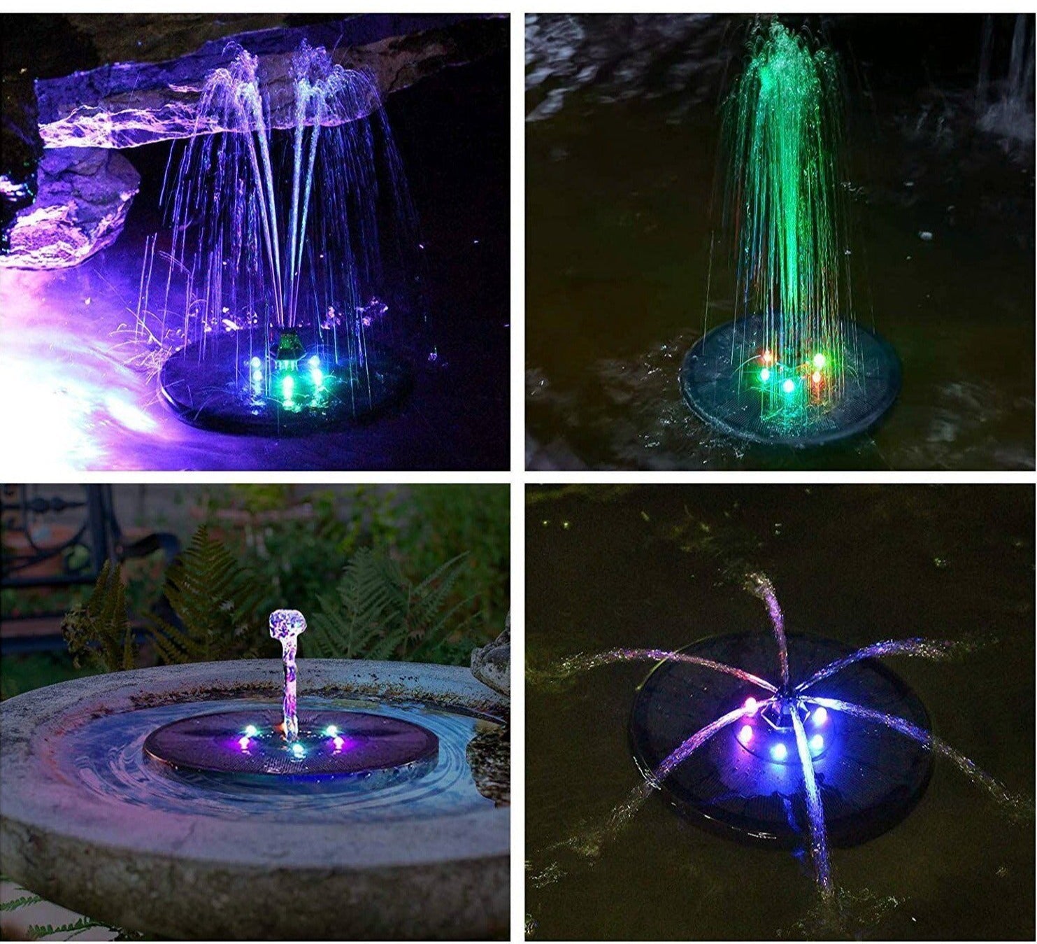 Flerfarvet LED Solar Fountain