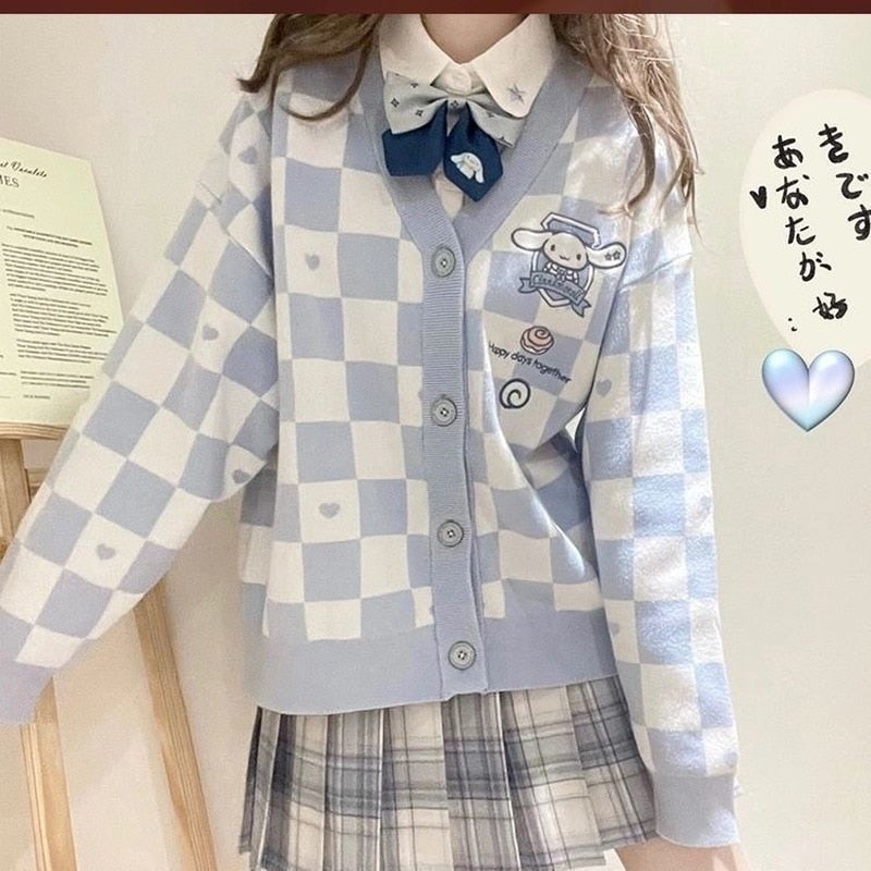 Cardigan Kawaii în carouri