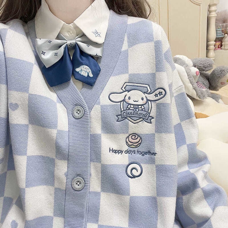 Cardigan à carreaux kawaii