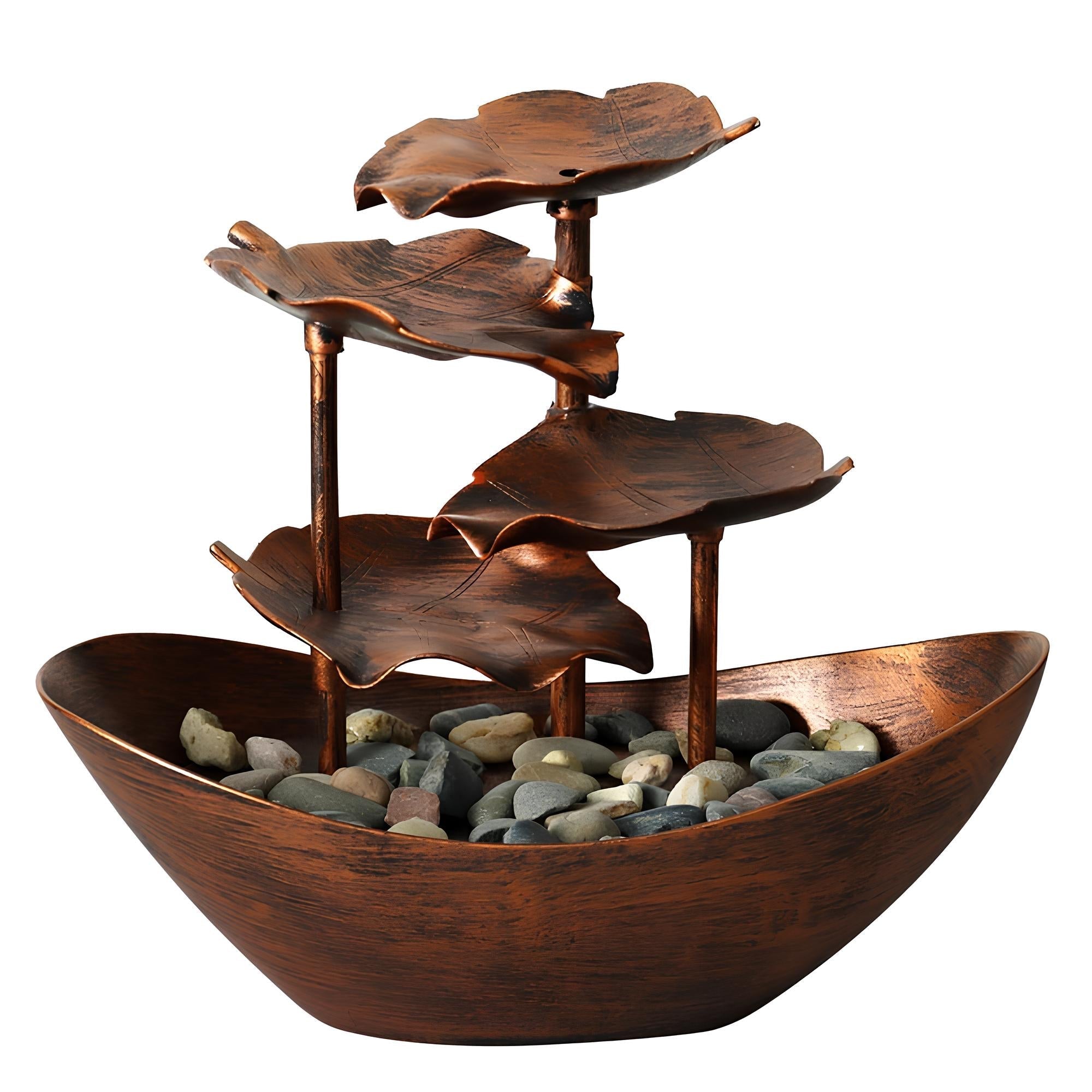 Water Over Sailing Lotus Leaf Tabletop Fountain Waterfall