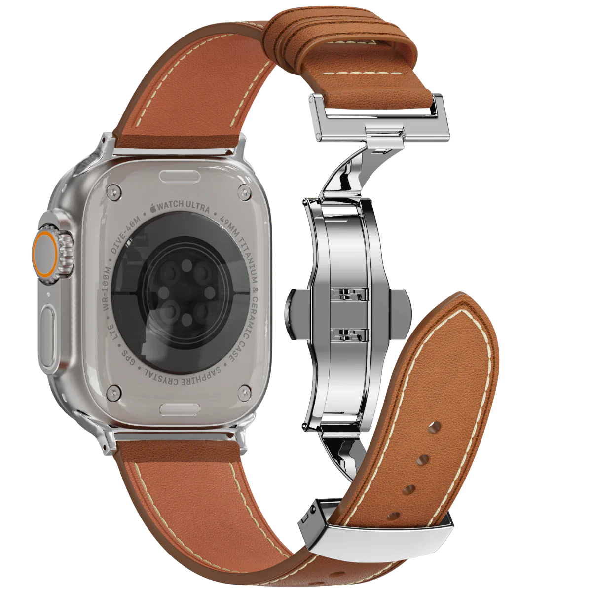 Nuovo cinturino in pelle con fibbia a farfalla per Apple Watch