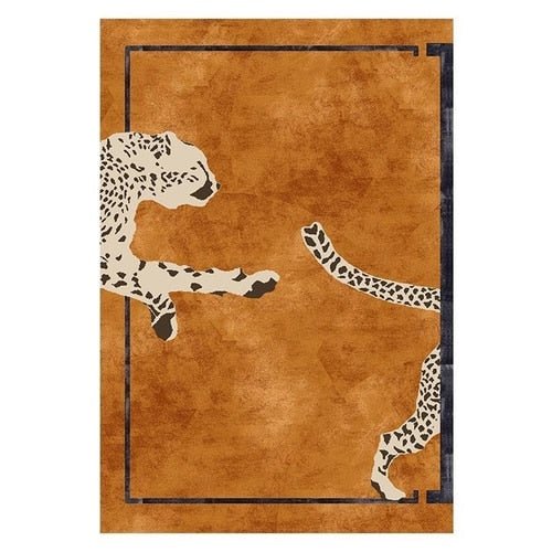 Alfombras decorativas de felpa para sala de estar con estampado de leopardo