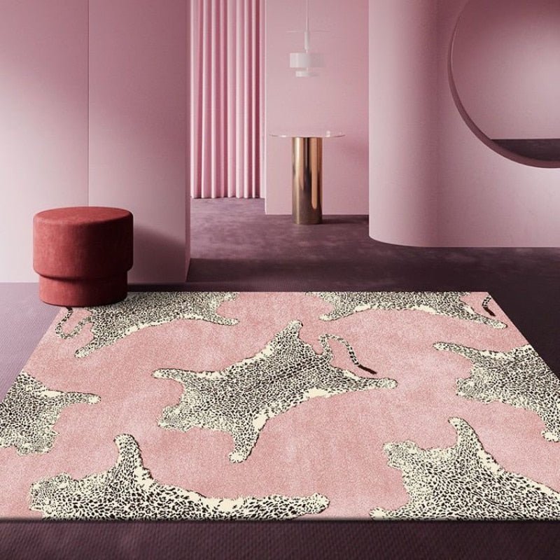 Tapis décoratifs en peluche pour salon léopard