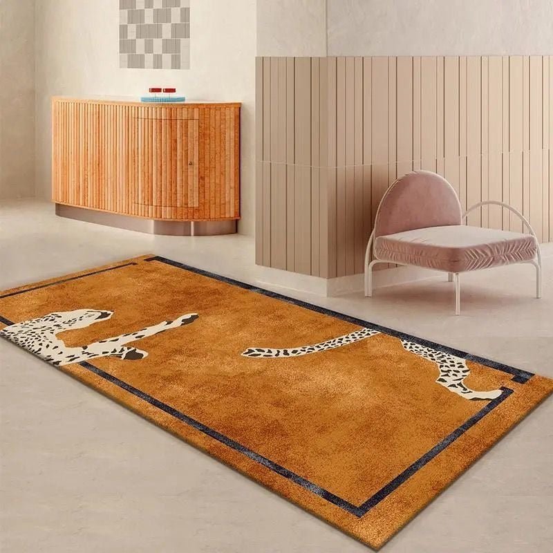 Tapetes de Pelúcia Decorativos para Sala de Estar com Padrão de Leopardo